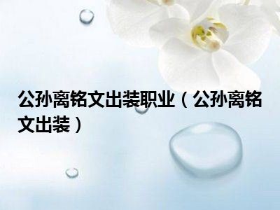 公孙离铭文出装职业（公孙离铭文出装）