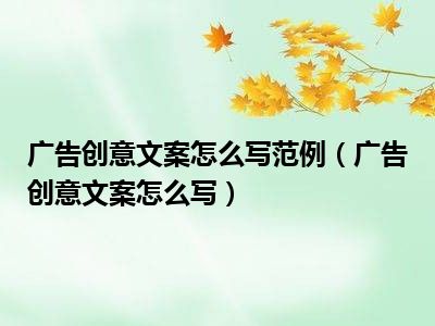 广告创意文案怎么写范例（广告创意文案怎么写）