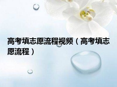 高考填志愿流程视频（高考填志愿流程）