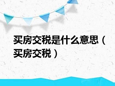 买房交税是什么意思（买房交税）