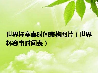 世界杯赛事时间表格图片（世界杯赛事时间表）