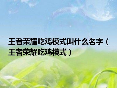 王者荣耀吃鸡模式叫什么名字（王者荣耀吃鸡模式）