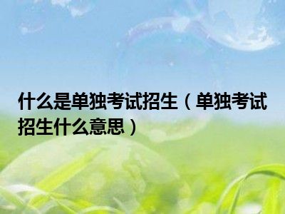 什么是单独考试招生（单独考试招生什么意思）