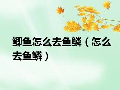鲫鱼怎么去鱼鳞（怎么去鱼鳞）