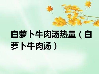 白萝卜牛肉汤热量（白萝卜牛肉汤）