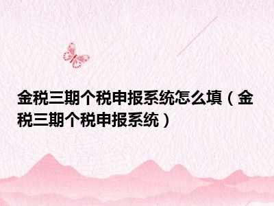 金税三期个税申报系统怎么填（金税三期个税申报系统）