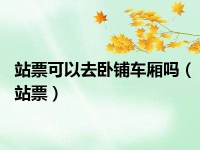 站票可以去卧铺车厢吗（站票）