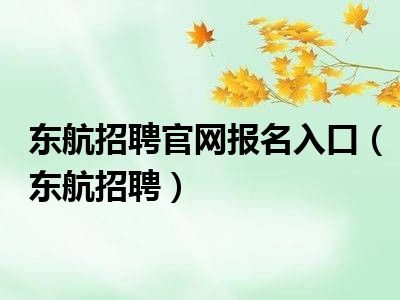 东航招聘官网报名入口（东航招聘）