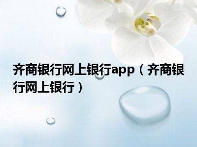 齐商银行网上银行app（齐商银行网上银行）