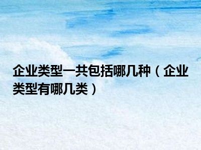 企业类型一共包括哪几种（企业类型有哪几类）