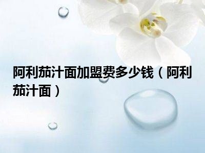 阿利茄汁面加盟费多少钱（阿利茄汁面）