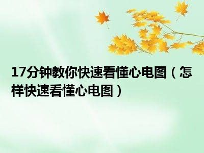 17分钟教你快速看懂心电图（怎样快速看懂心电图）