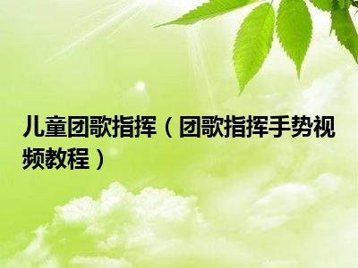 儿童团歌指挥（团歌指挥手势视频教程）