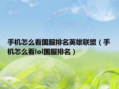 手机怎么看国服排名英雄联盟（手机怎么看lol国服排名）