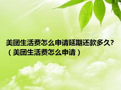 美团生活费怎么申请延期还款多久?（美团生活费怎么申请）