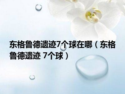 东格鲁德遗迹7个球在哪（东格鲁德遗迹 7个球）