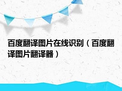 百度翻译图片在线识别（百度翻译图片翻译器）