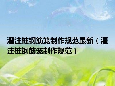 灌注桩钢筋笼制作规范最新（灌注桩钢筋笼制作规范）