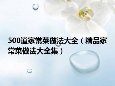 500道家常菜做法大全（精品家常菜做法大全集）
