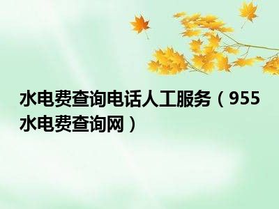 水电费查询电话人工服务（955水电费查询网）