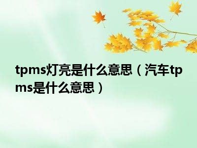 tpms灯亮是什么意思（汽车tpms是什么意思）