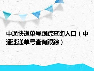 中通快递单号跟踪查询入口（中通速递单号查询跟踪）