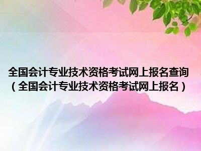 全国会计专业技术资格考试网上报名查询（全国会计专业技术资格考试网上报名）