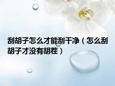 刮胡子怎么才能刮干净（怎么刮胡子才没有胡茬）