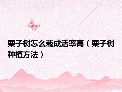 栗子树怎么栽成活率高（栗子树种植方法）