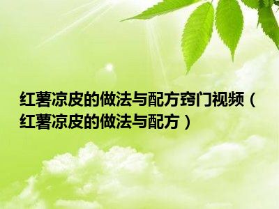 红薯凉皮的做法与配方窍门视频（红薯凉皮的做法与配方）