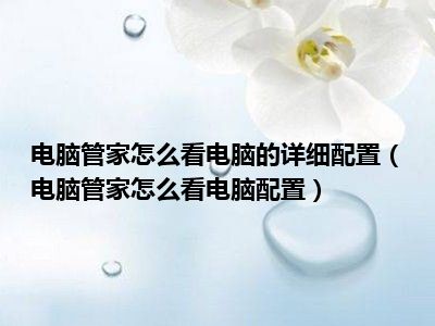 电脑管家怎么看电脑的详细配置（电脑管家怎么看电脑配置）