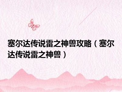 塞尔达传说雷之神兽攻略（塞尔达传说雷之神兽）