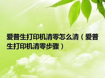 爱普生打印机清零怎么清（爱普生打印机清零步骤）