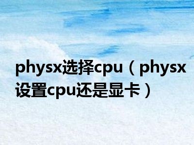 physx选择cpu（physx设置cpu还是显卡）