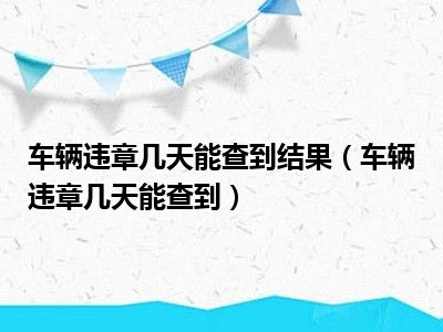 车辆违章几天能查到结果（车辆违章几天能查到）