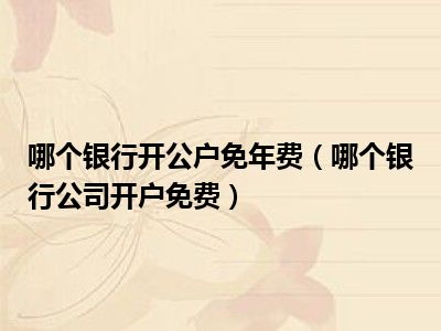 哪个银行开公户免年费（哪个银行公司开户免费）