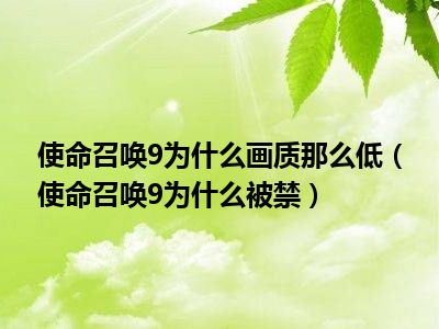 使命召唤9为什么画质那么低（使命召唤9为什么被禁）