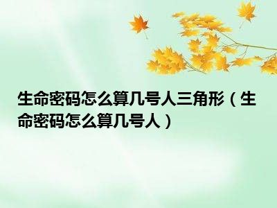 生命密码怎么算几号人三角形（生命密码怎么算几号人）