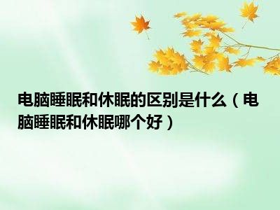 电脑睡眠和休眠的区别是什么（电脑睡眠和休眠哪个好）