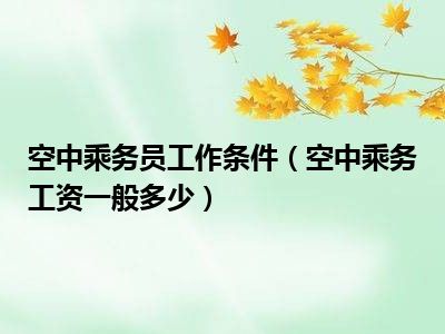 空中乘务员工作条件（空中乘务工资一般多少）