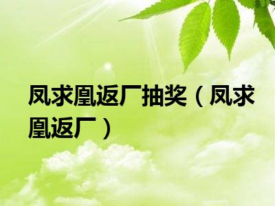 凤求凰返厂抽奖（凤求凰返厂）