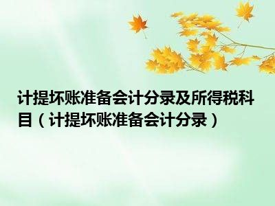 计提坏账准备会计分录及所得税科目（计提坏账准备会计分录）