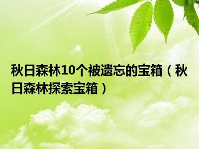 秋日森林10个被遗忘的宝箱（秋日森林探索宝箱）