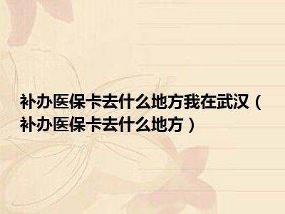 补办医保卡去什么地方我在武汉（补办医保卡去什么地方）
