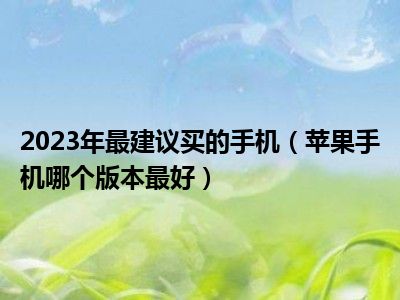 2023年最建议买的手机（苹果手机哪个版本最好）