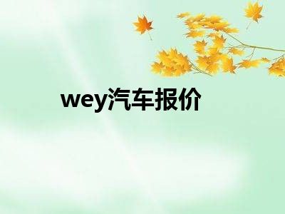wey汽车报价