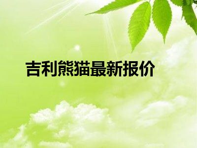吉利熊猫最新报价