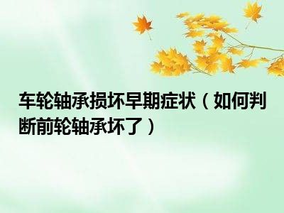车轮轴承损坏早期症状（如何判断前轮轴承坏了）