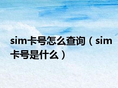 sim卡号怎么查询（sim卡号是什么）