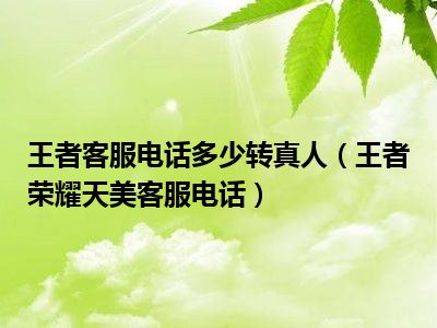 王者客服电话多少转真人（王者荣耀天美客服电话）
